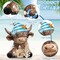 2-Piece Coastal Highland Cow Figurines – Nautical Summer Farmhouse Decor with Anchor, Starfish & Seashell Accents – Ocean Theme Resin Table & Shelf Decorations for Home, Beach House, Mantel & Office